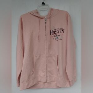 Austin Texas Cozy Soft Zip Up Fall Pink Hoodie Lonestar State Sweatshirt Merch